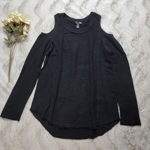 Aqua Black 100% Cashmere‎ Cold Shoulder Rounded Hem Sweater Size XS